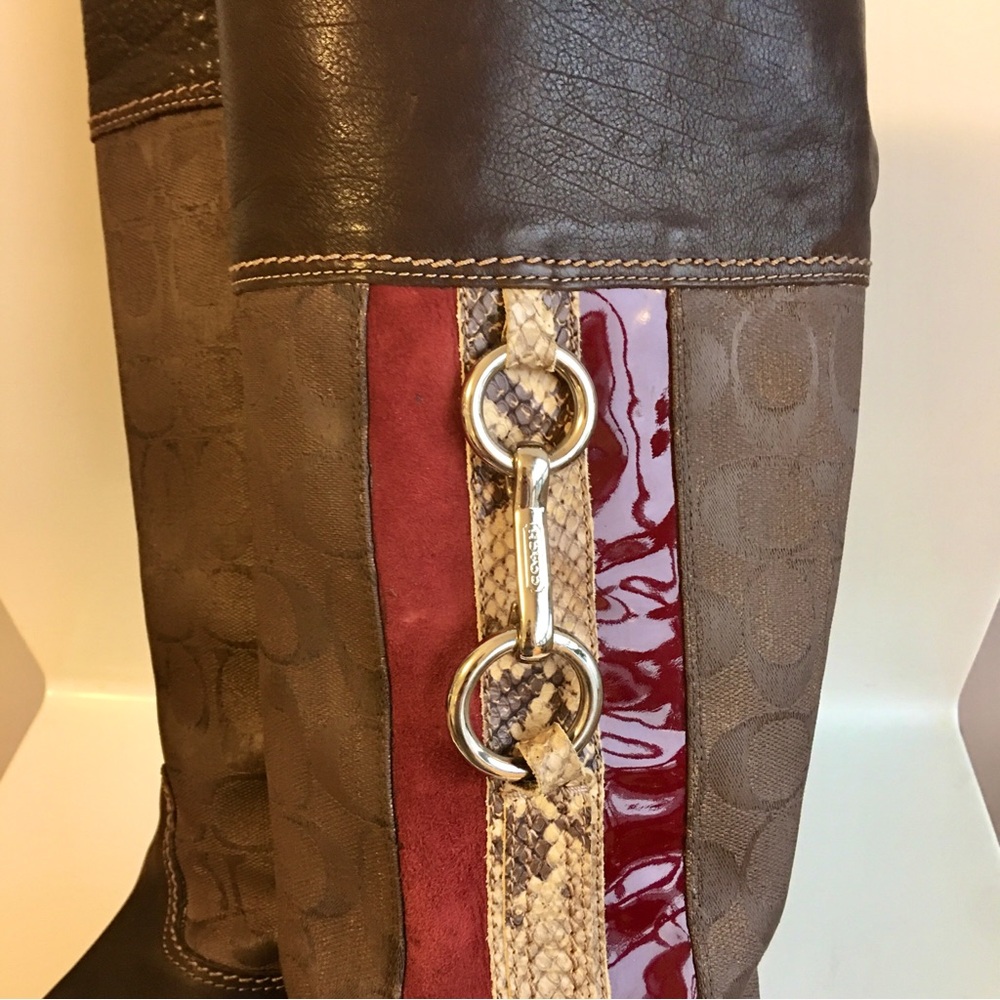 Coach ROCHELLE Pull on Signature Canvas Leather Riding Boots - Picture 8 of 16